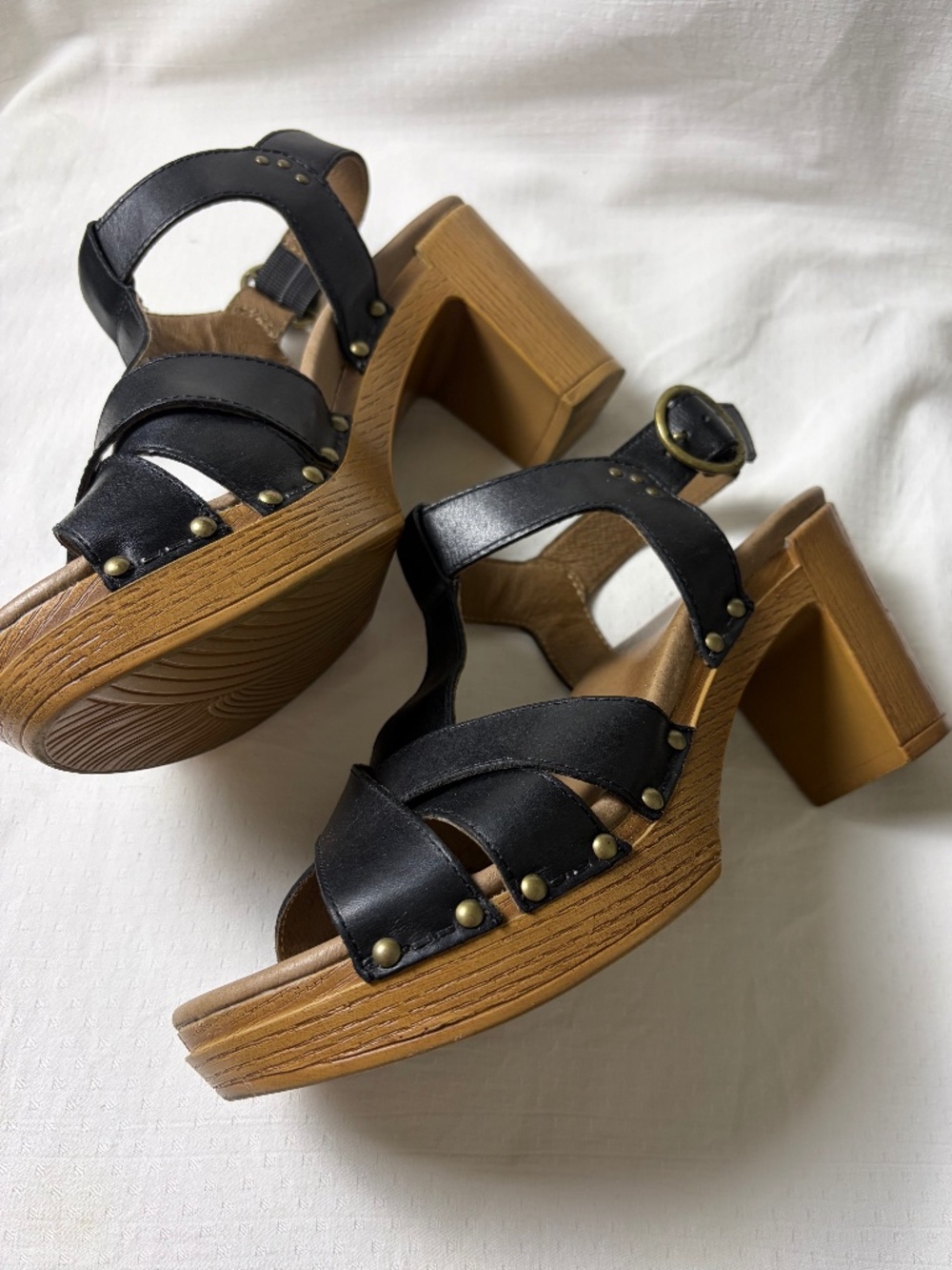 Dansko Daniela Black Leather Wedge Sandals Size 39 - Picture 4 of 10